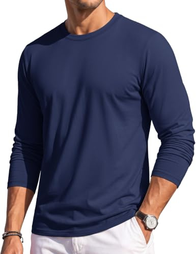 TACVASEN Langarmshirt Herren Baumwolle Regular Fit Basic Shirt Rundhal | Cotton long Sleeve, Crewneck Langärmliges, Weiche Freizeit Tshirt, Herbst, Regular Fit, Lässig, Dünne, Winter Casual Tee