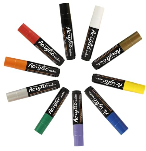 RHAIQBVC 10 Pcs Acrylic Paint Markers,10 Colors Long Lasting Jumbo Poster Marker with 3 in 1 Tip Design for Artist Teenager Art Student Adult