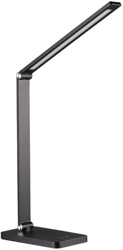 Lunartec Tischlampe LED mit Kabel: Aluminium-Akku-Schreibtischleuchte, CCT, 280 Lumen, USB, schwarz (aufladbare Alu-Tischlampe mit CCT, Arbeit Lampe LED Akku)
