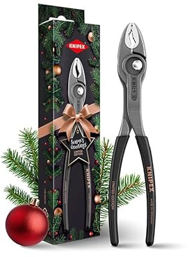 KNIPEX TwinGrip 82 01 200 S02 Christmas Edition – Front & Side Gripping Pliers 200 mm Black Atramentized – Limited Edition with Bronze Logo, Push Button Adjustment, 4–22 mm