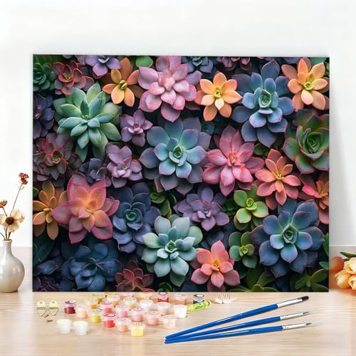 Malen Nach Zahlen Anlage, Malen Nach Zahlen Erwachsene Kaktus Paint by Numbers Handgemalt Ölgemälde Kit für Anfänger Adults Kreativ Set für Zimmer Deko Wohnzimmer,Geschenke für Frauen 100x135CM W6-527
