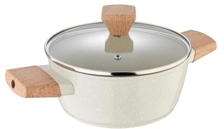 Bergner NATURALLY Kochtopf Ø 20 cm und 2,4 l mit Deckel aus geschmiedetem Aluminium in Weiß