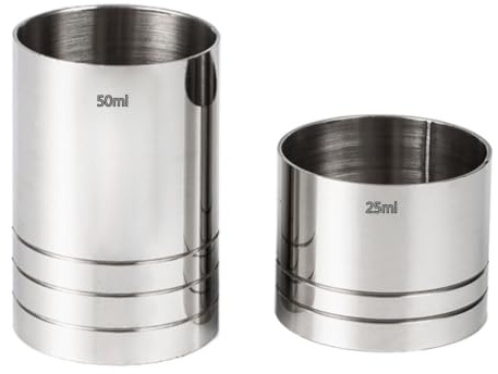 2-Piece Shot Measure 25ml and 50ml Set for Spirits and Cocktails | Includes one 25ml measure and one 50ml jigger for home bars, drink mixing, and bartending.