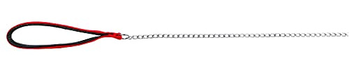 Trixie TX-14013 Chain Leash, Chromed, with Nylon Hand Loop 1.10 m/2 mm, red, Small/Medium, 4011905140131