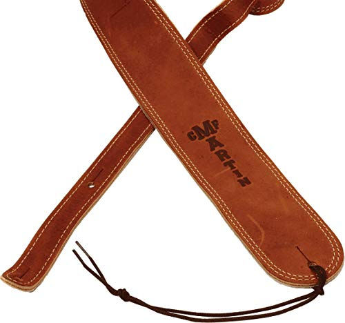 MARTIN Gitarrengurt aus braunem Leder mit braunem Wildlederfutter, geprägtes Martin-Logo, sehr bequemer Lived-in-Effekt (A0012)