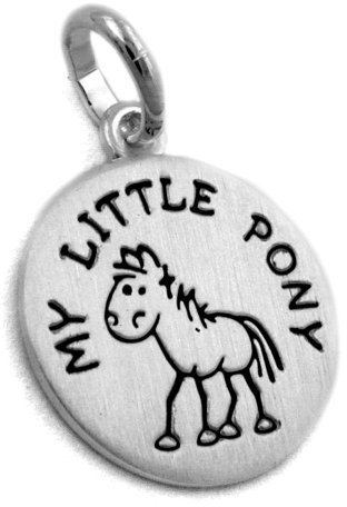 Kinder Kettenanhänger Anhänger mit Pony aus 925 Silber 12 mm inkl. kleiner Schmuckbox