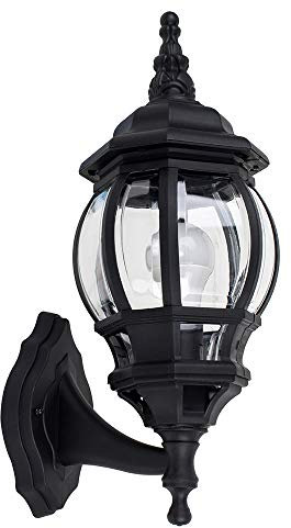 MiniSun | Traditional Style Black and Clear Security Wall Lantern | Outdoor Wall Lights, Home Décor & Improvement Essential