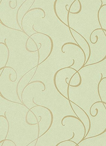 Vlies Tapete Erismann ISABELLA 5915-07 Wellen Ranken Struktur Grün Beige Gold