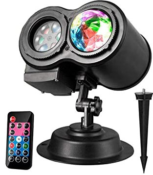 Proiettore Luci Natale,TECKCOOL Proiettore di luce a LED con 12 vetrini, telecomando IP44 impermeabile colorato, effetti di increspatura dell'acqua che scorre per feste di Natale di Halloween, ecc.