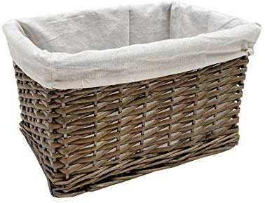 Topfurnishing Large Big Huge Deep Children Kids Baby Nursery Storage Wicker Basket Toy Box Organiser With Liner Oak Large 46.5 x 33 x 26 cm
