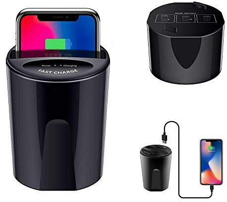 Qi Support de chargeur de voiture pour iPhone Xs Max/Xr/X/8 Plus Samsung Galaxy