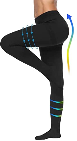 YISEMEYA Medizinische Kompressionsstrumpfhose Damen & Herren mit Kompression 20-30 mmHg Design mit Gradientenkompression helfen Schwellung Ödem Krampfadern- Schwarz -XX-Large