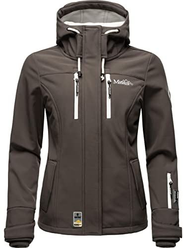 MARIKOO Damen Softshelljacke Übergangsjacke mit Kapuze Kleinezicke Anthracite Gr. XL