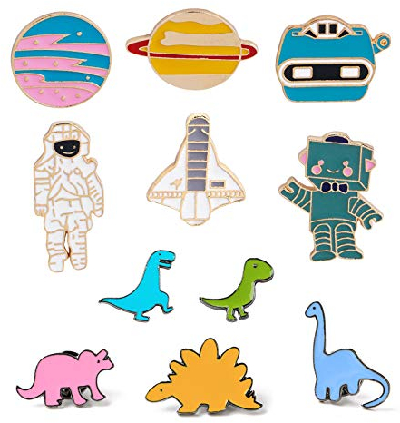 Anstecknadel Süße Anstecker Pins Cartoon Metall Brosche Nette Emaille Anstecknadel Für Kleidung Dinosaurier Abzeichen Brosche Planet Raum Broschen Für Taschen Jacken Zubehör DIY Handwerk 11 Stück