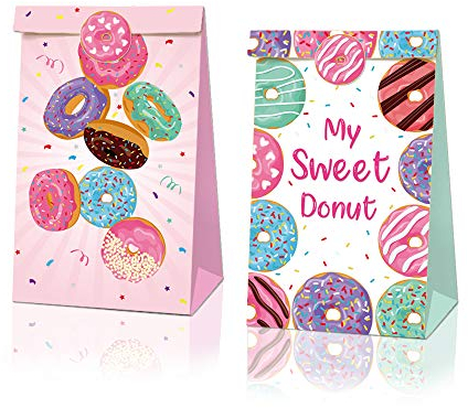12PCS Donut Candy Favor Taschen Donut Goodie Geschenk Treat Taschen für Donut Themed Party Ideen Kinder Geburtstag Bash Dekoration Supplies