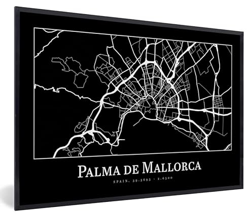 Poster Bilder Wanddeko Deko Wohnzimmer 120x80 cm Karte - Stadtplan - Palma de Mallorca - Karte