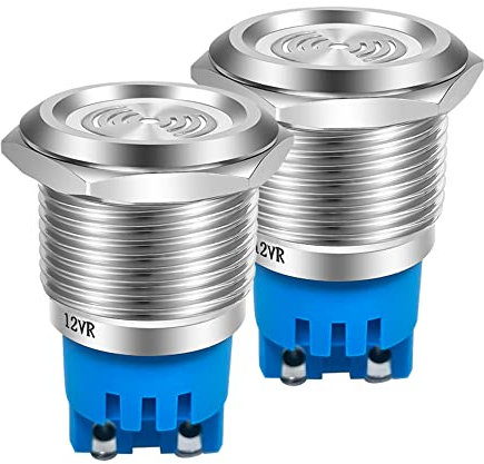 Gebildet 2pcs DC 12V 22mm Étanche IP65 En Acier Inoxydable Rouge Flash LED Alarme 90dB Voyant Avec Lampe Buzzer, Pour Panneau De Commande Électrique, Projet De Bricolage