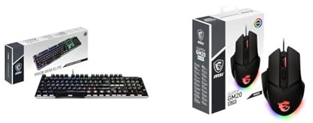 MSI Vigor GK50 Elite Box White Clavier Gaming Mécanique AZERTY FR, Switches Clicky, Touches Ergonomiques, Finition Métal Brossé & CLUTCH GM20 ELITE Souris Gaming - Capteur Optique 6400 DPI, Droitiers