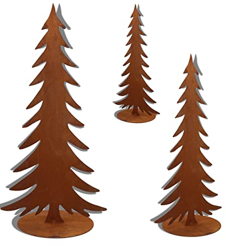 Rostikal Weihnachtsdeko Figuren Set Tannenbaum Weihnachten Deko Wohnzimmer Gartendeko
