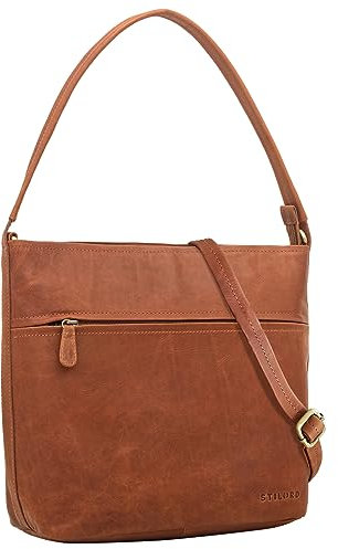 STILORD 'Julie' Lederhandtasche Damen Echtleder Vintage Handtasche Shopper Damenhandtasche Ledertasche Freizeittasche Echtleder, Farbe:Namibia - braun