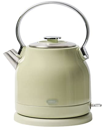 NEWCES Electric Water Kettle 1.5L Traditional Electric Kettle Vintage Green Water Kettle With Fast Boil 360 ° Swivel Base For Left & Right Handed Users Electric Tea Kettle