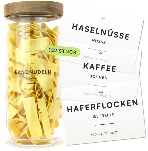 Mokali® Vorratsetiketten (152 Stück) Transparent - Aufkleber Vorräte Etiketten selbstklebend - minimalistisch wasserfest