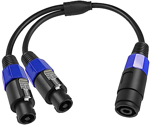 XMSJSIY Speakon Female to 2 Male Splitter Cable Speaker Break Out Twist Lock Audio Cable NL4FC 4 Core Speaker Connector Plug - 0.5m (1 Female to 2 Male)