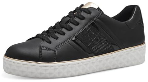 MARCO TOZZI Damen Sneaker flach Vegan Freizeit, Schwarz (Black Comb), 38 EU