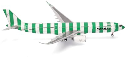 herpa Modellflugzeug Condor Airbus A330-900 neo Island - D-ANRA, Miniatur im Maßstab 1:200, Sammlerstück, Modell mit Standfuß, Kunststoff, Weiß, Grün