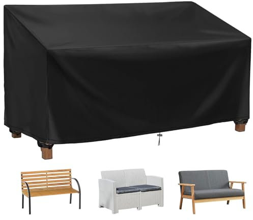 Ruucy Garden Bench Cover Waterproof 2 Seater, 210D Oxford Garden Seat Covers, Anti-UV Windproof Outdoor Armchair Sofa Furniture Covers(134x66x63/89cm)