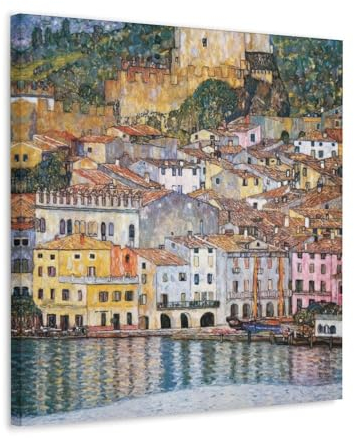 Gustav Klimt Malerwerk (Malcesine am Gardasee), Poster, Geschenke, Leinwandbild, Wandkunst, dekoratives Bild, Drucke, moderne Dekoration, 50 x 50 cm