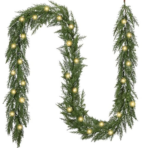 Valery Madelyn 270cm Weihnachtsgirlande grün mit 30 LED Beleuchtet batteriebetrieben Tannengirlande, künstliche Girlande Dekogirlande Weihnachtsdeko