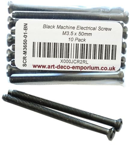 Electrical Machine Screws M3.5mm x 50mm for Switches or Sockets in Black Nickel Finish 10 pack