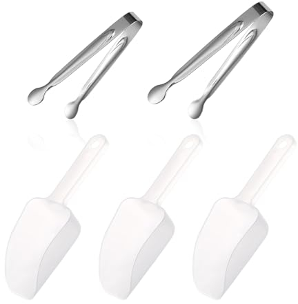 NYGGTYK Lot de 2 pinces à sucre, 3 pelles à glace, pince à sucre, pince à sucre candien, cuillère à pop-corn, pince à bonbons, convient pour servir des bonbons, du pop-corn et d'autres collations de