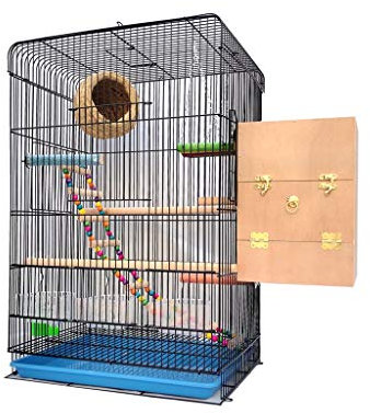 YIHANSS Großer Vogelkäfig, großer Vogelkäfig für Wellensittiche, Finken, Turteltauben, tragbar, große Vögel, Reisekäfig, Haustierheim, 60 cm, mit Leiter, Spielzeug zum Aufhängen, Papageienkäfig