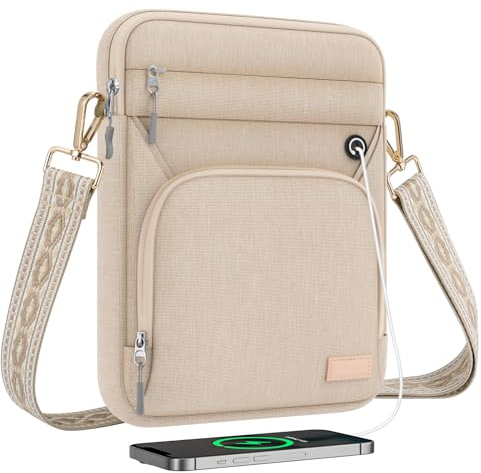 MoKo 9-11 Inch Tablet Sleeve Bag, Fits 11 inch iPad Air M3, iPad A16 2025, Pro 11 M4, iPad 10/9/8/7th, Tab S8/S9 11, Multifunctional Bag with Shoulder and Headphone Port, Sand