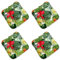 4L Textil 4er Set Stuhlkissen mit Bändern Indoor & Outdoor Sitzkissen 45x45 Gartenstuhlauflagen Sitzauflagen Bodenkissen 40x40 (Blumen Grün, 4er Set | 40x40 cm)