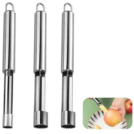 3pcs Apfelentkerner Apfelausstecher Apfelkernausstecher Edelstahl Premium Profi Plus Apfelausstecher Apfel Entkerne Core Remover Tool Küche Seed Corer Gezahnt Edelstahl Entkerne（1.4cm+2cm Kaliber）