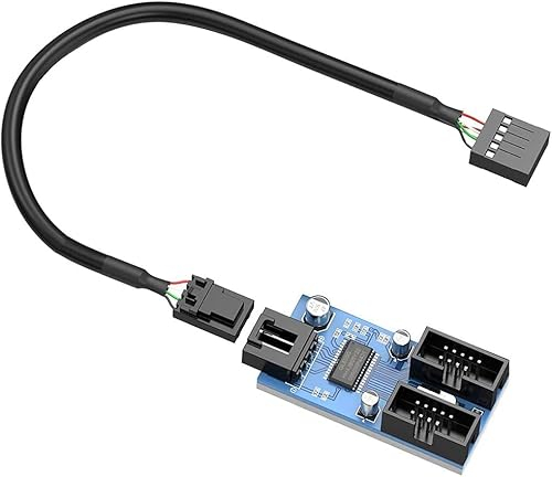 Motherboard USB 2.0 9pin Header 1 to 2 Extension Hub Splitter Adapter - Converter MB USB 2.0 Female to 2 Female - 30CM Cable USB 9-pin Internal Cable 9 pin Connector Adapter Port Multiplier updated