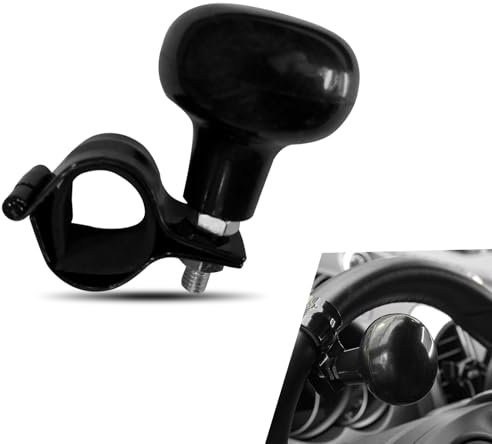 Irinidig 1 PC Auto Lenkrad Booster Einstellbare Lenkung Mühelose Einhandbedienung Lenkradknopf Rutschfest Leicht zu greifen Drehgriff Universal für Autos LKW Traktoren (Schwarz)