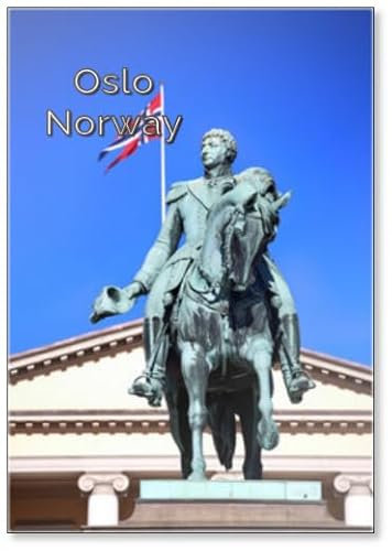 Statue des norwegischen Königs Karl Johan XIV in Oslo, Norwegen, Design 1, Kühlschrankmagnet