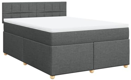 vidaXL Boxspringbett mit Matratze Dunkelgrau 140x200 cm Stoff