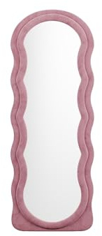 Vente-unique - Specchio organico L. 65 x H. 170 cm in Velluto Rosa - AYANI