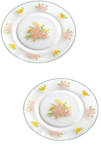 Bandeja de Vidrio Vintage, 2 Piezas Plato de Vidrio con Flores Plato de Postre de Vidrio Platos Vintage Plato de Comida Bandeja de Verduras Plato for Servir Ensalada Platos de Frutas