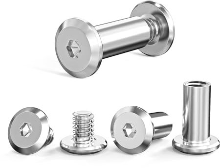 ORTAVA 30 Stück Verbindungsschrauben M4 x 12 mm (30 x Möbelschrauben, 30 x Hülsenschrauben), Edelstahl A2 V2A Schrankverbinder, Möbelverbinder, Schränken, Holzbrettern