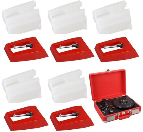 Record Player Needle Replacement, 5 Pack Universal Turntable Needles, Record Player Stylus, Record Needle Replacement, Vinyl Needle Replacement for Crosley Victrola ION Jenson LP Phonograph (Red)