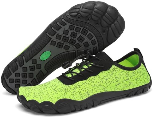 SAGUARO Homme Femme Chaussures pour Piscine et Plage Chaussons de Plongée d'eau Chaussettes Aquatiques pour Sports Nautiques Natation Surf Voile Mer Rivière, Vert Citron, 47 EU