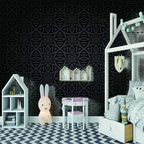 XLMING Art Créatif Simple En Relief Noir Papier Peint 3D Soie Texturée Haut De Gamme Salon Canapé Chambre À Coucher Salle Manger Murale-150cm×105cm