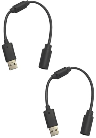 JIPUKE 2 Pack USB Breakaway Cable for Xbox One Xbox 360 Xbox Series X/s PC Replacement Dongle Breakable Cord Lead Fits Thrustmaster Racing Steering Wheel (Black)