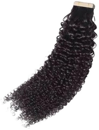 Kinky Curly Tape In Haarverlängerungen, Unbehandeltes Echthaar, Kinky Curly Tape Ins For Frauen, Unsichtbar, Nahtlos, Hautschuss Einfach Zu Verwenden(40 pcs,16 Inches 40cm)